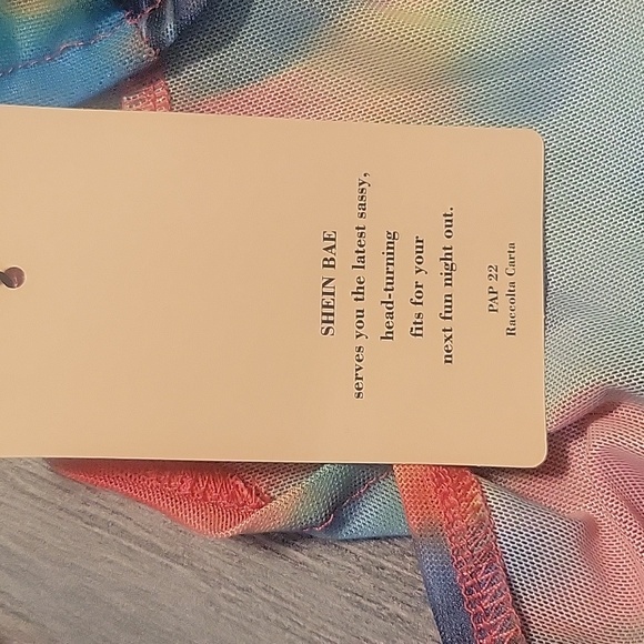 SHEIN BAE tye dye knot front lettuce trim flounce shirt - Picture 3 of 3